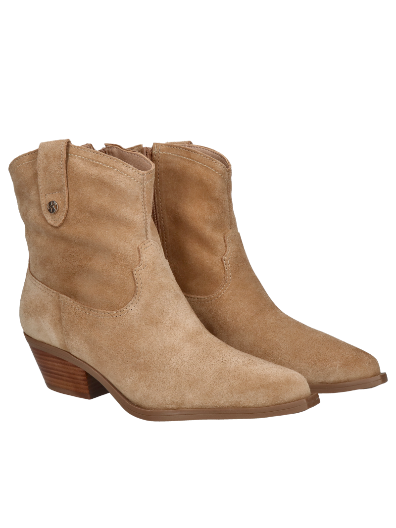 Women's cowboy shoes, brown suede leather boots with low heel, Konopka Shoes