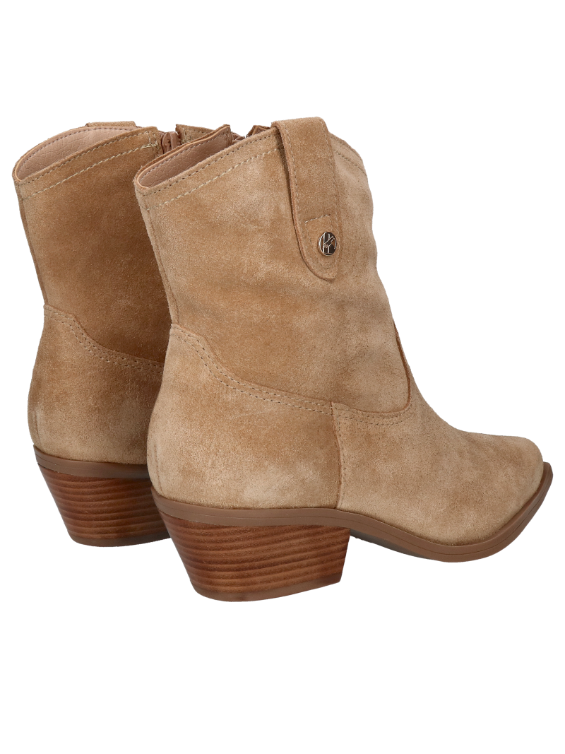 Women's cowboy shoes, brown suede leather boots with low heel, Konopka Shoes