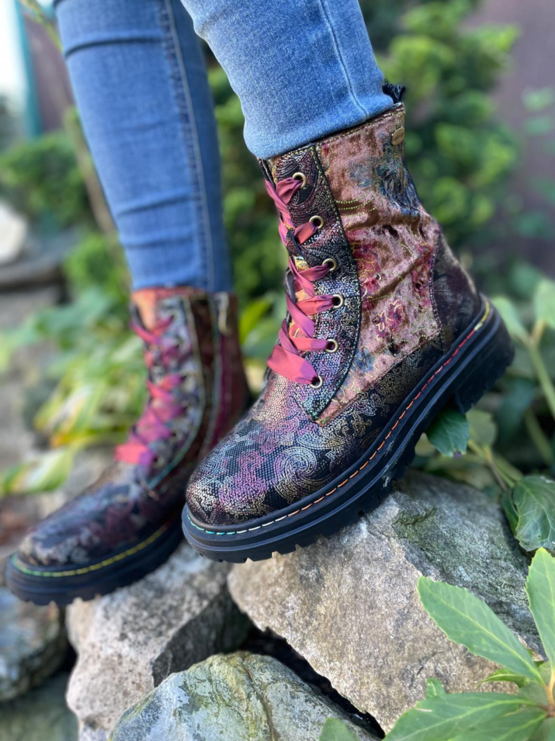 Suede leather boots, colorful boots with thick bottom, Konopka Shoes