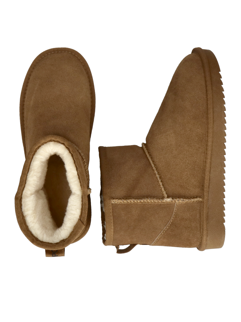 Women's brown suede leather snow boots, winter boots insulated with sheepskin, Konopka Shoes