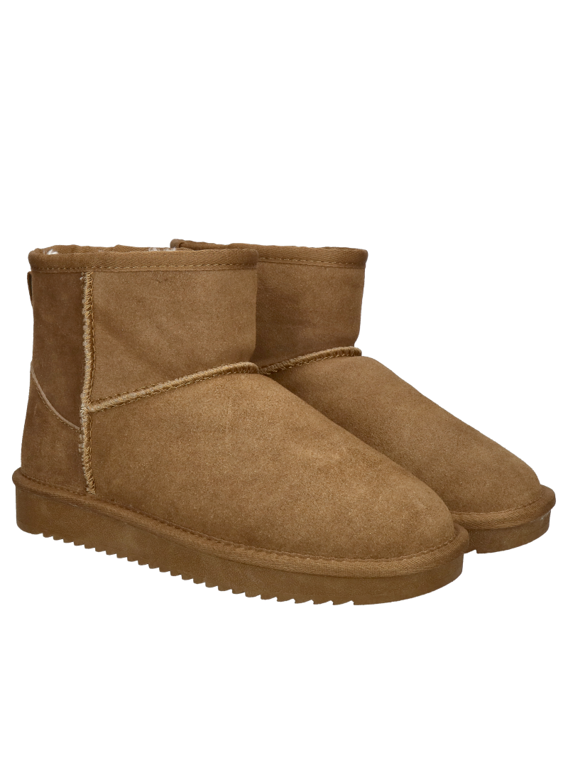 Women's brown suede leather snow boots, winter boots insulated with sheepskin, Konopka Shoes