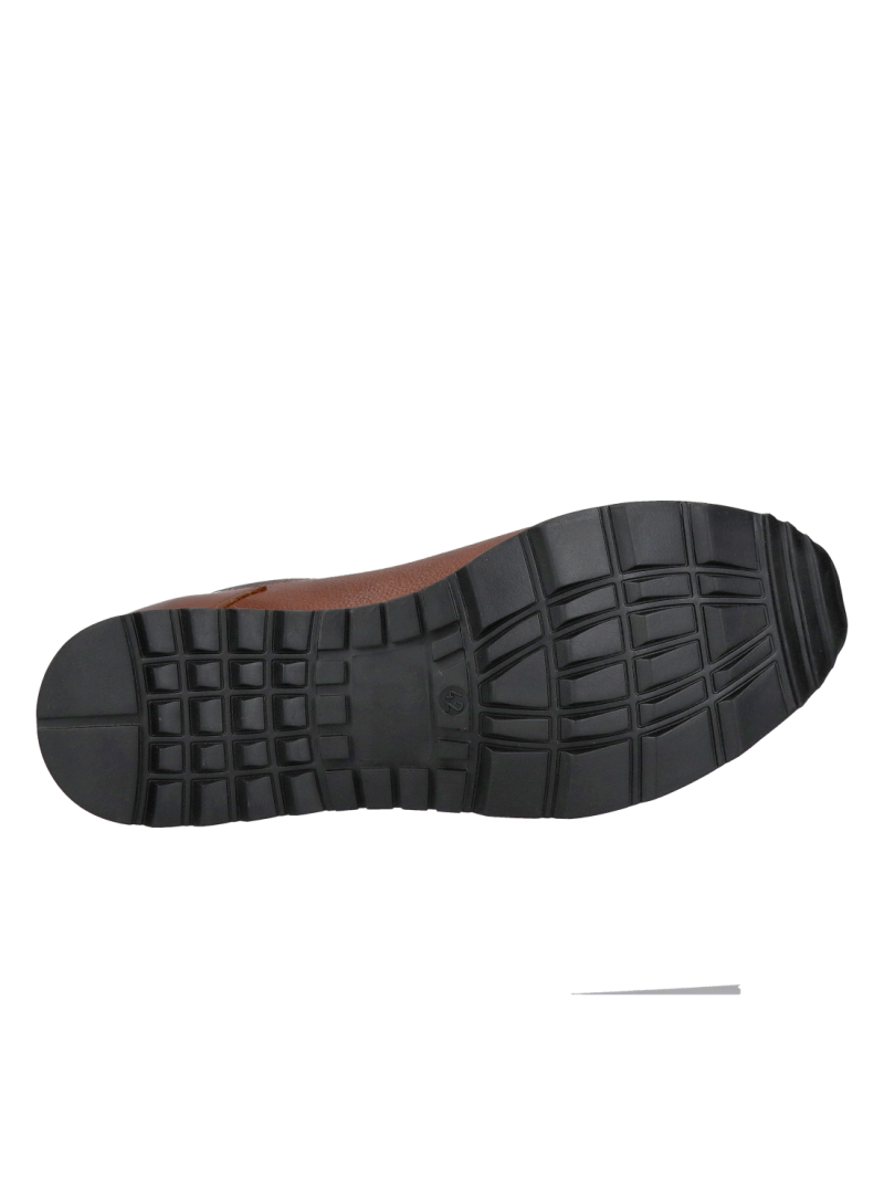 Men's brown casual shoes, casual leather with gray accents