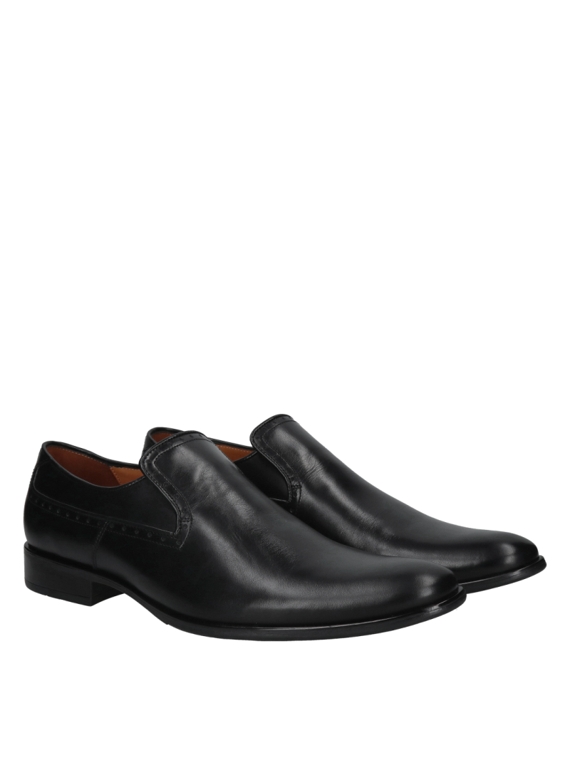 Black slip-on elegant shoes, men's leather loafers