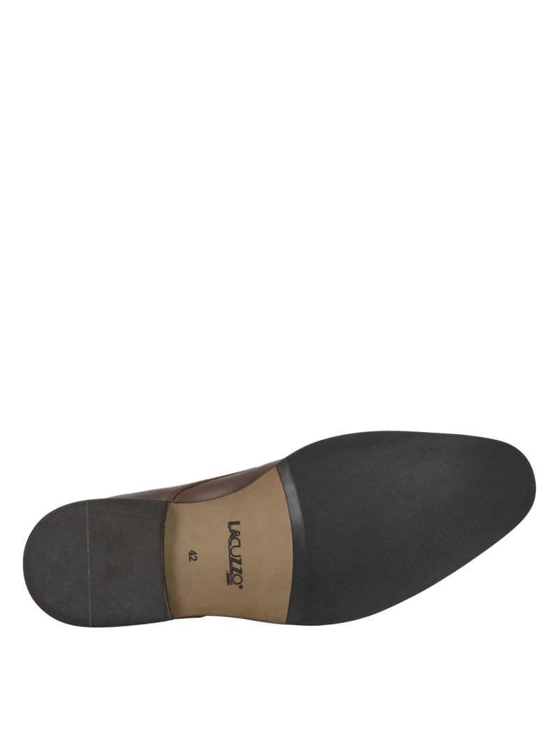 Brown men's monks, elegant shoes made of natural leather