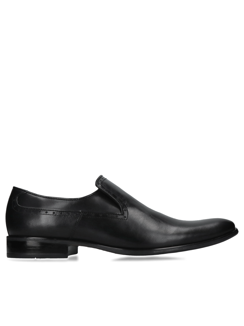 Black slip-on elegant shoes, men's leather loafers