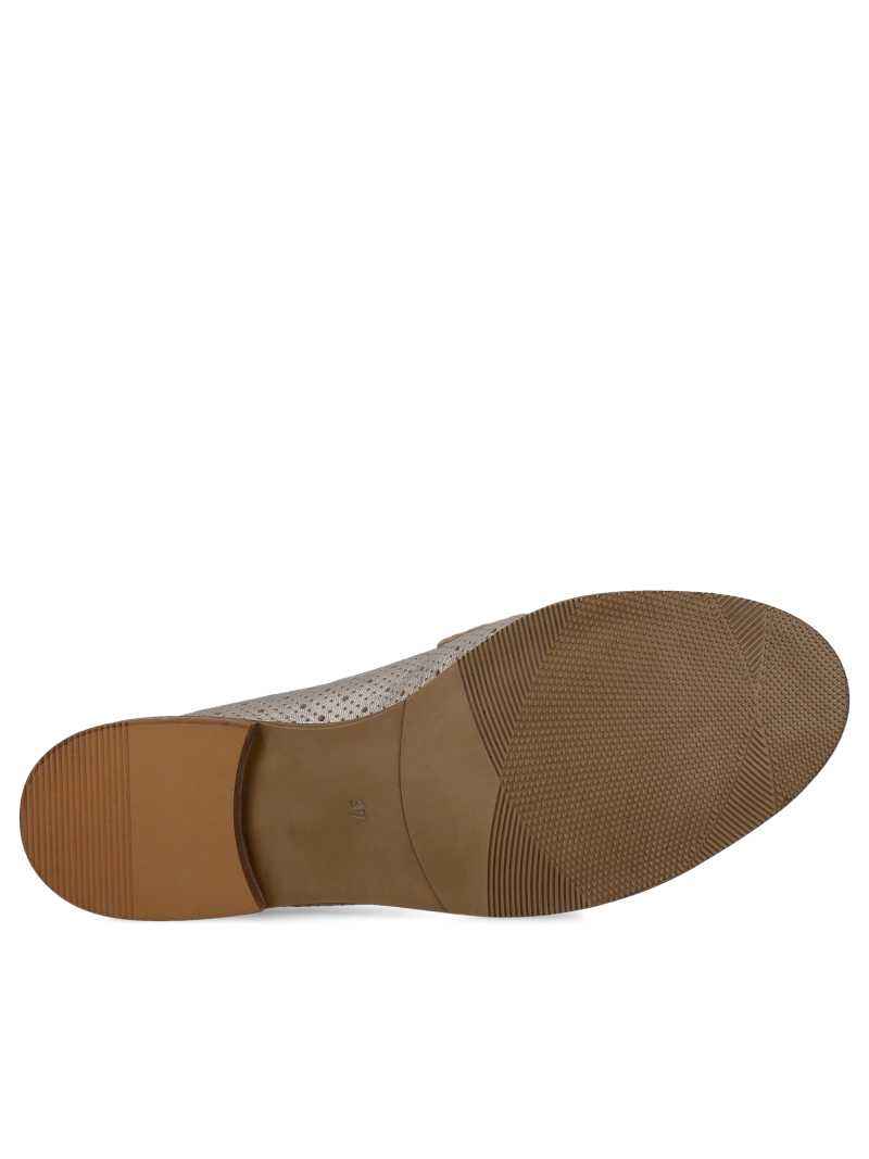 Women's gold loafers - natural leather, spring fashion