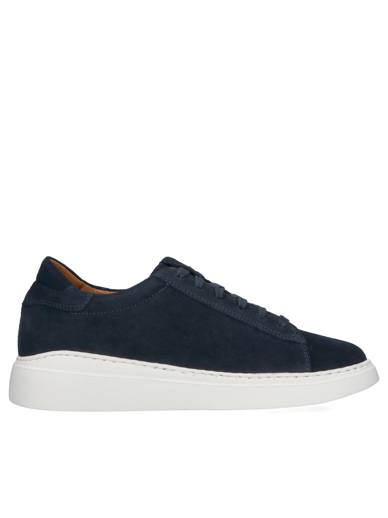 Women's sports shoes, navy blue suede leather, light and soft