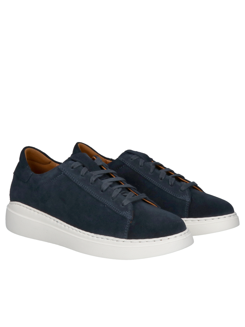 Women's sports shoes, navy blue suede leather, light and soft