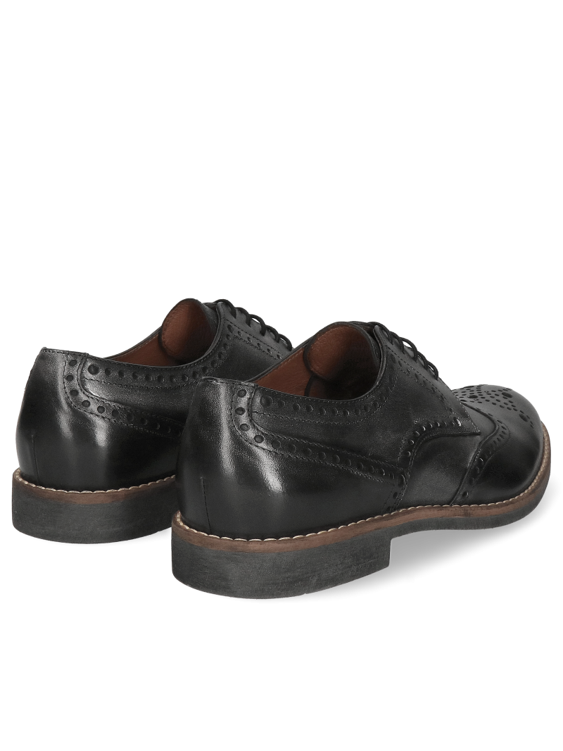 Men's grey Brogs casual shoes made of natural grain leather, Conhpol, Konopka Shoes Men's grey Brogs casual shoes made of natural grain leather, Conhpol, Konopka Shoes