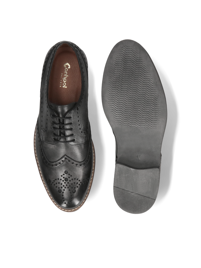 Men's grey Brogs casual shoes made of natural grain leather, Conhpol, Konopka Shoes Men's grey Brogs casual shoes made of natural grain leather, Conhpol, Konopka Shoes