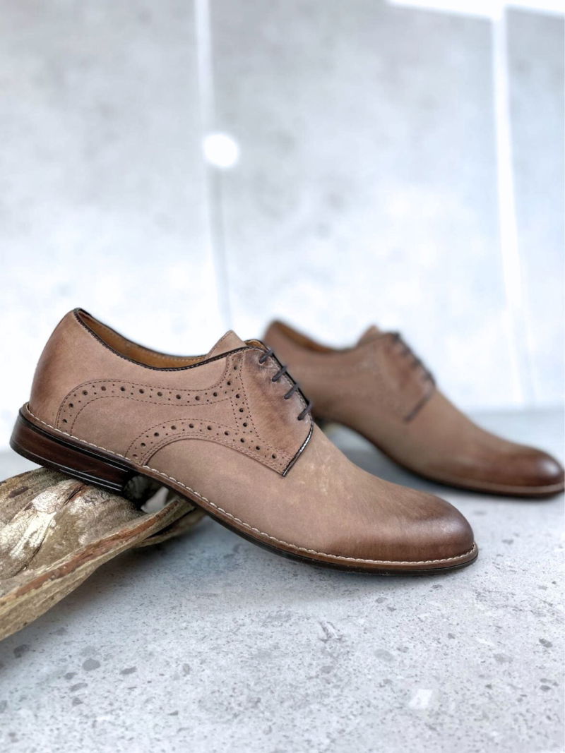 Dark beige casual men's leather half shoes, casual, suede leather Dark beige casual men's leather half shoes, casual, suede leather