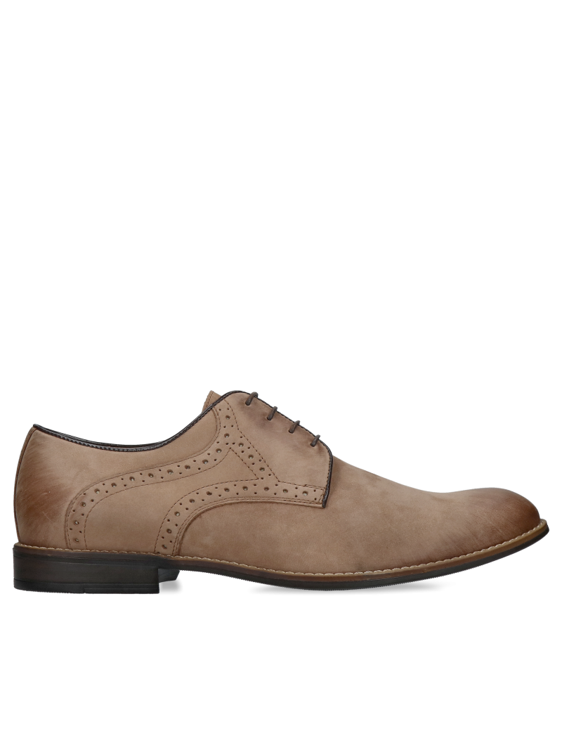 Dark beige casual men's leather half shoes, casual, suede leather Dark beige casual men's leather half shoes, casual, suede leather