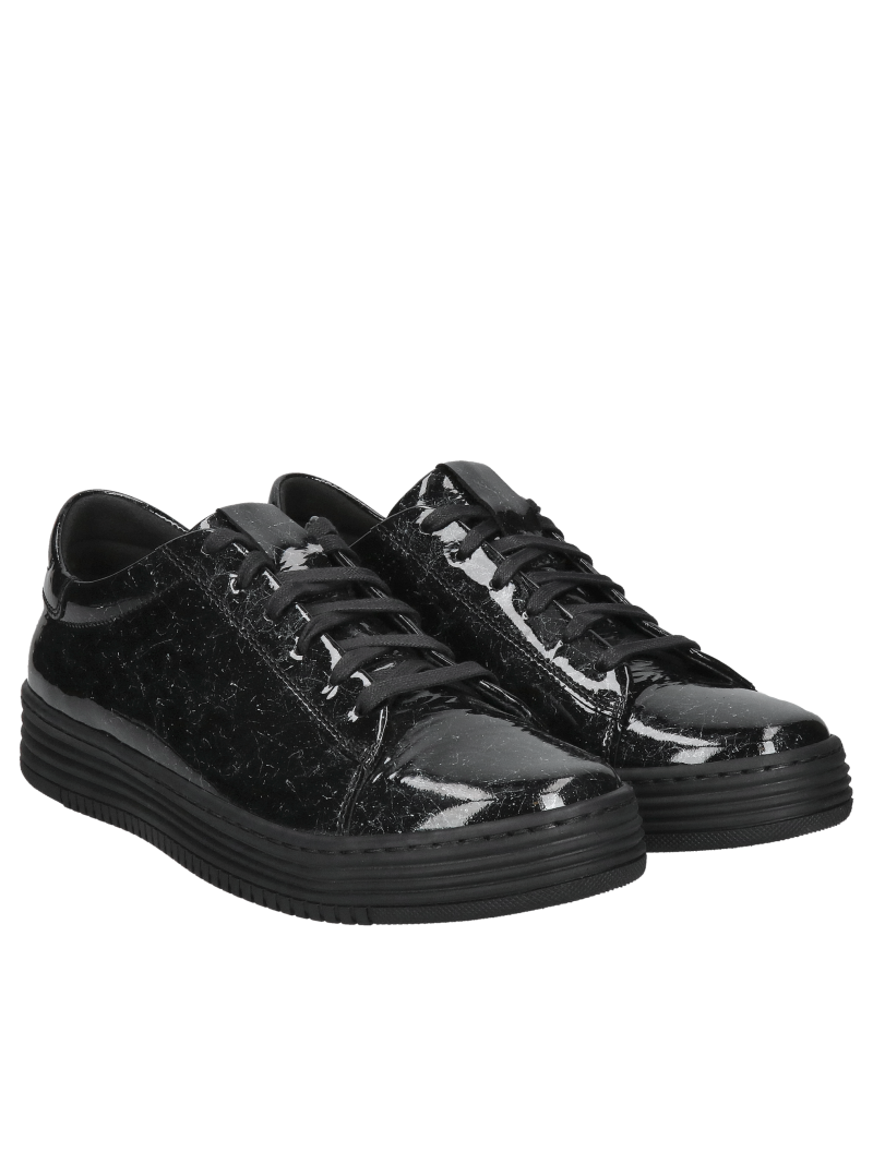 Women's sneakers in patent leather, comfortable on a black sole, Conhpol Dynamic, Konopka Shoes