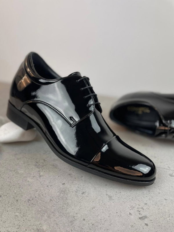 Black elevator shoes Bruce +7cm, Conhpol - polish production, CH6393-01,  Derby shoes, Konopka Shoes