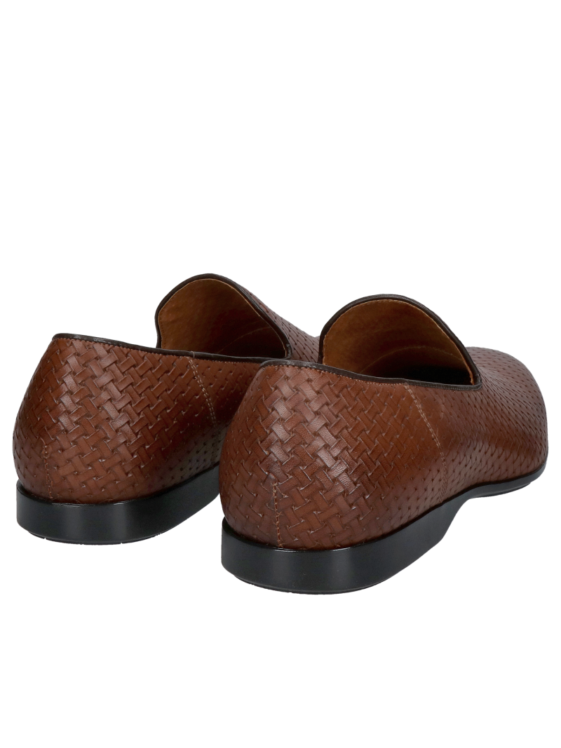 Comfortable men's leather slip-on shoes, elegant brown half shoes