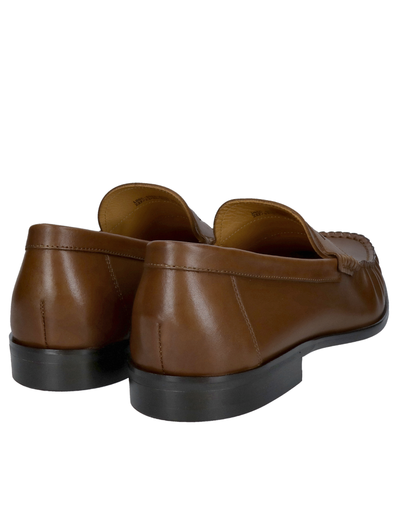 Men's brown grain leather half shoes, high comfort and convenience