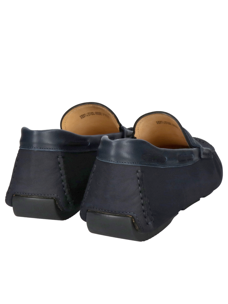 Navy blue men's leather shoes - the original style of moccasins