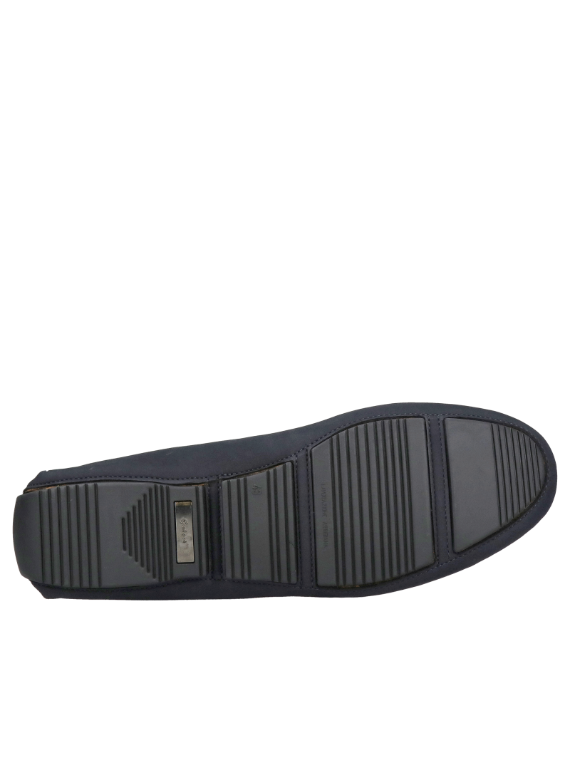 Navy blue men's leather shoes - the original style of moccasins