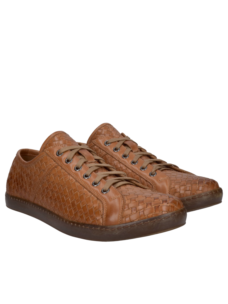 Unique men's hand-knotted leather half shoes, Made in Poland