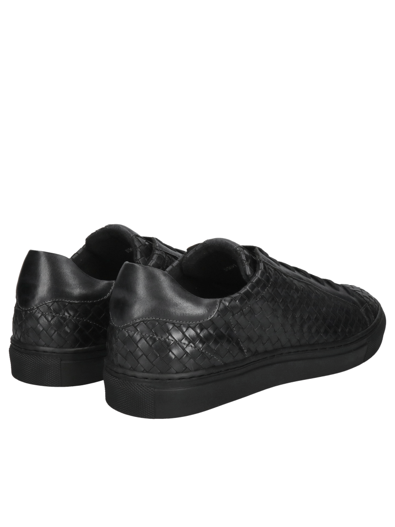 Black men's braided grain leather, high quality premium shoes