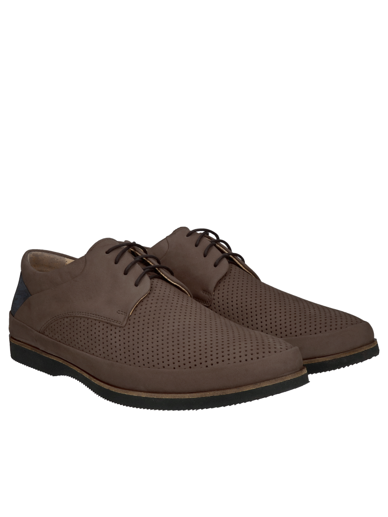 Men's suede summer shoes with perforation, lightweight and comfortable