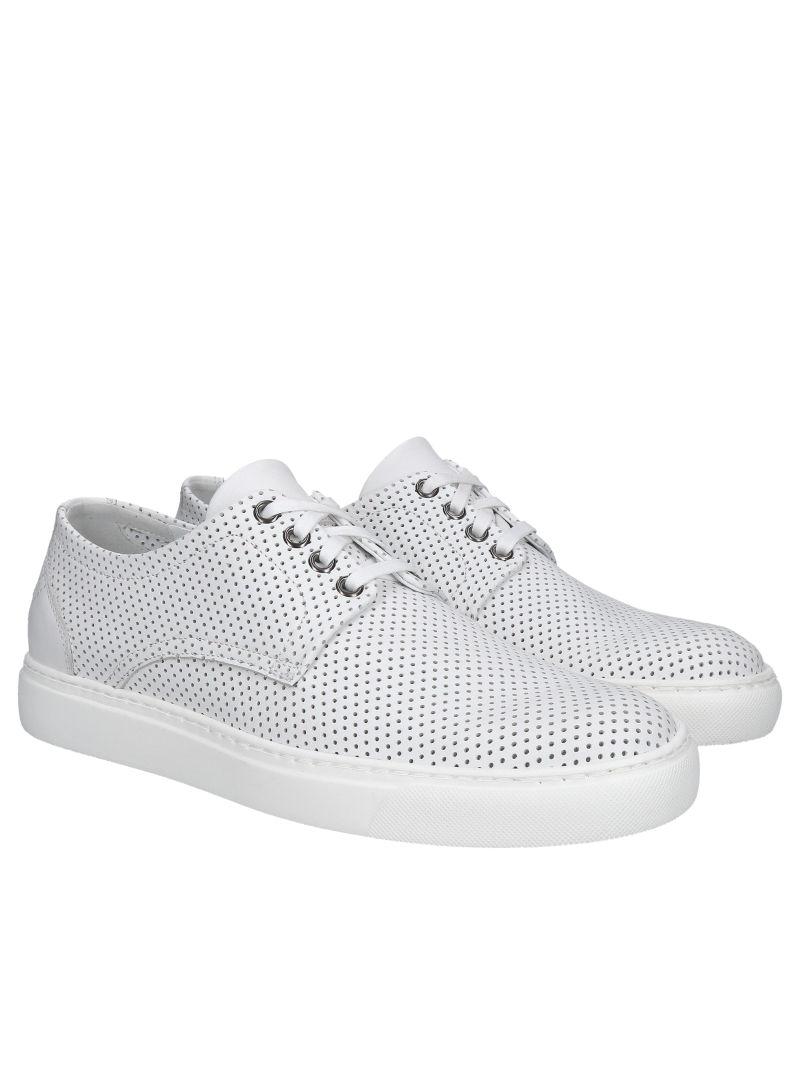 Men's natural leather leather summer sneakers, perforated