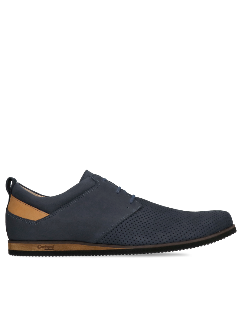 Comfortable men's shoes for summer punched with suede leather, Conhpol Dynamic, Konopka Shoes