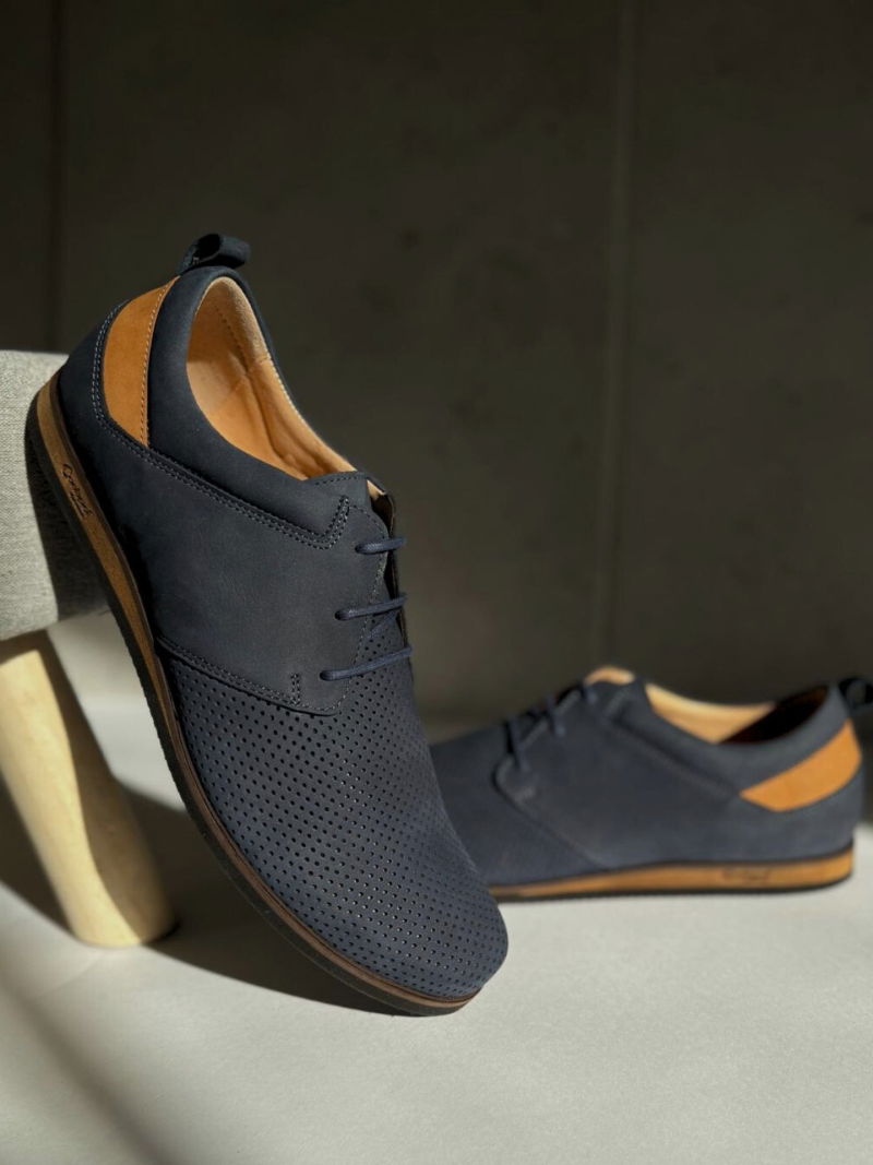 Komfortowe buty męskie na lato dziurkowane ze skóry zamszowej, Conhpol Dynamic, Konopka Shoes