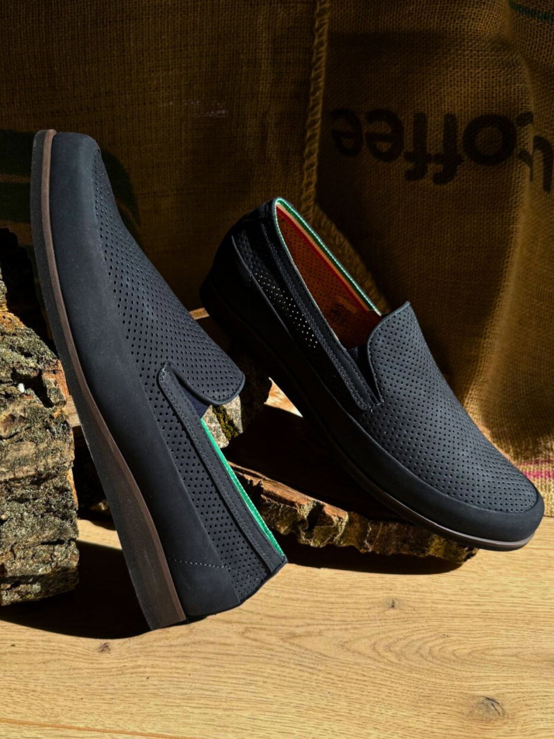 Men's summer shoes, suede leather, comfort slip-on half shoes