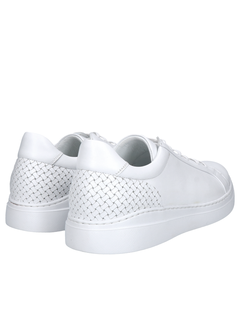 Men's sporty leather shoes on thick lightweight white sole