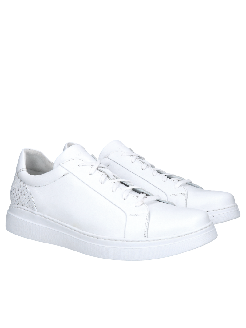 Men's sporty leather shoes on thick lightweight white sole