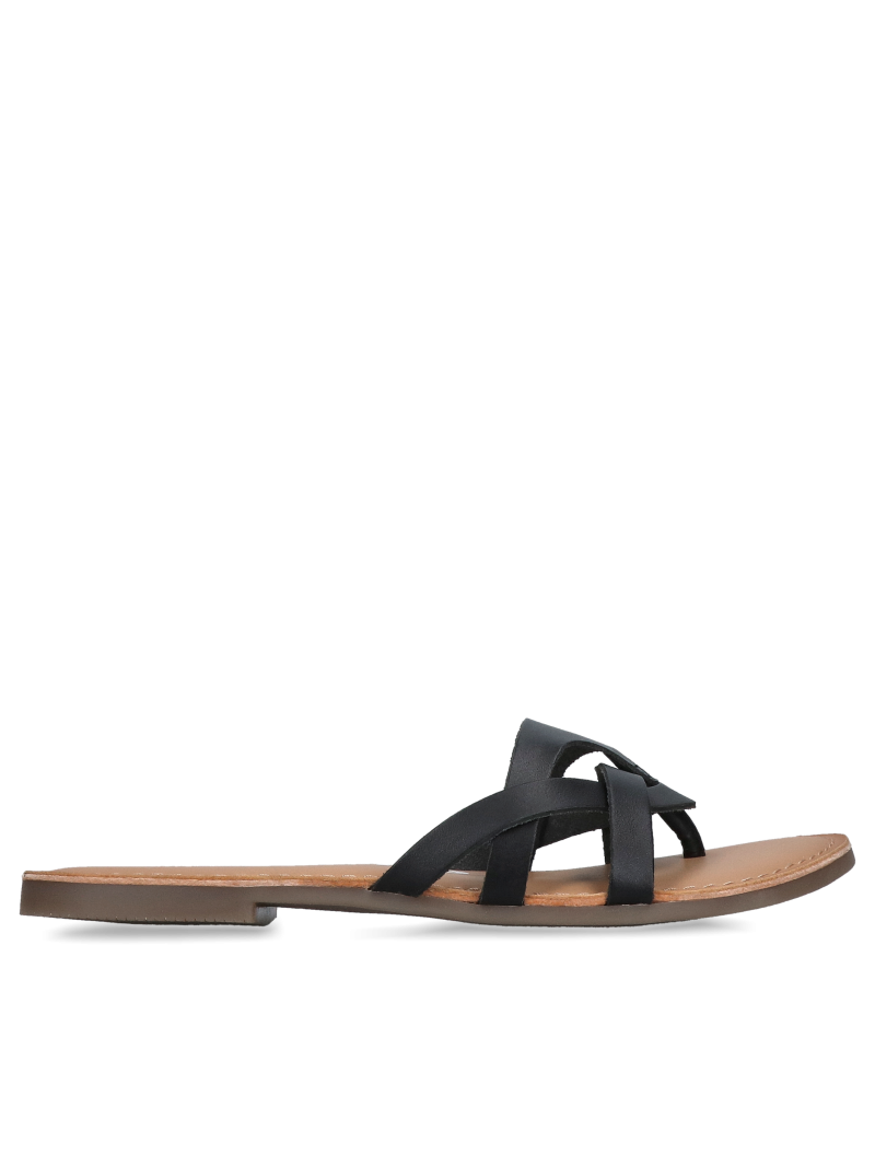 Comfortable and fashionable women's flip-flops on a flat sole, Konopka shoes