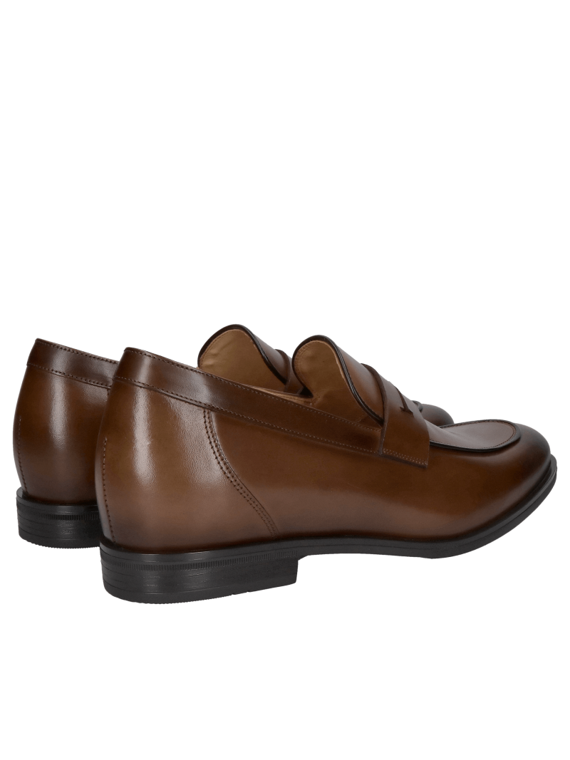 Premium heightening shoes: +7cm, leather, brown, slip-on shoes, Polish Quality