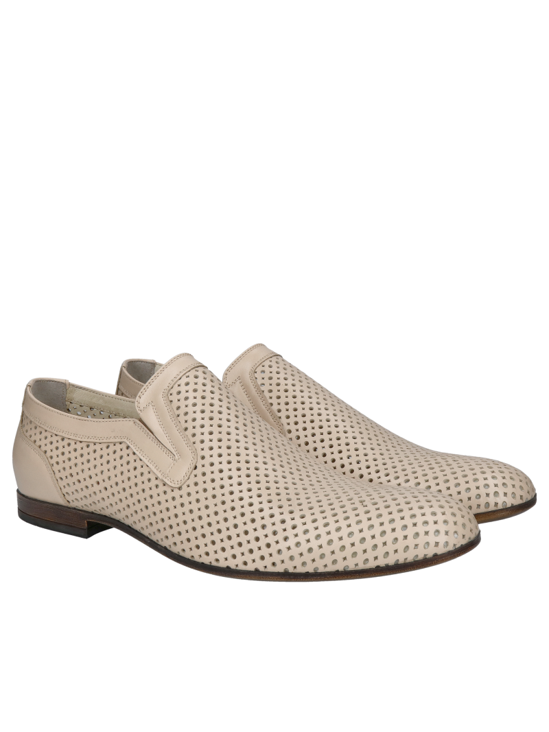 White men's elegant shoes, men's summer shoes, men's leather shoes, Polish leather footwear manufacturer Conhpol