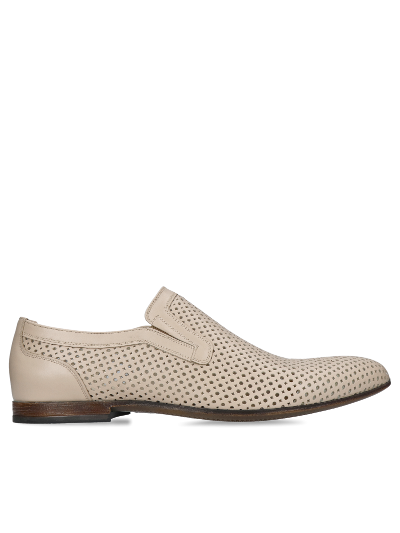 White men's elegant shoes, men's summer shoes, men's leather shoes, Polish leather footwear manufacturer Conhpol