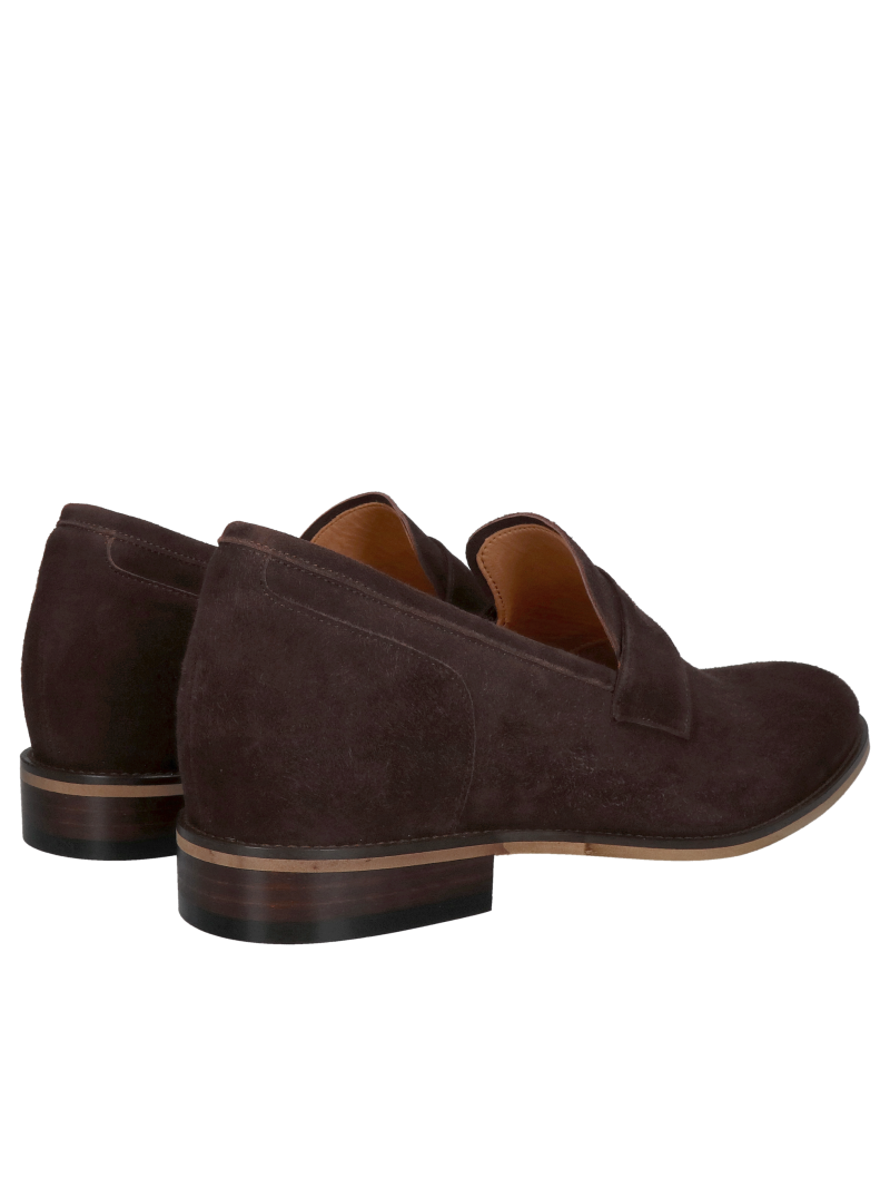 Polish elegance , slip-on shoes raising height + 7 cm , leather, fashionable brown