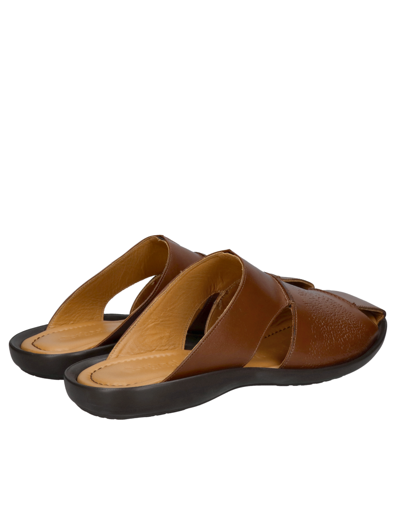 Men's flip-flops covered toe, men's summer shoes, Polish leather footwear, men's leather flip-flops