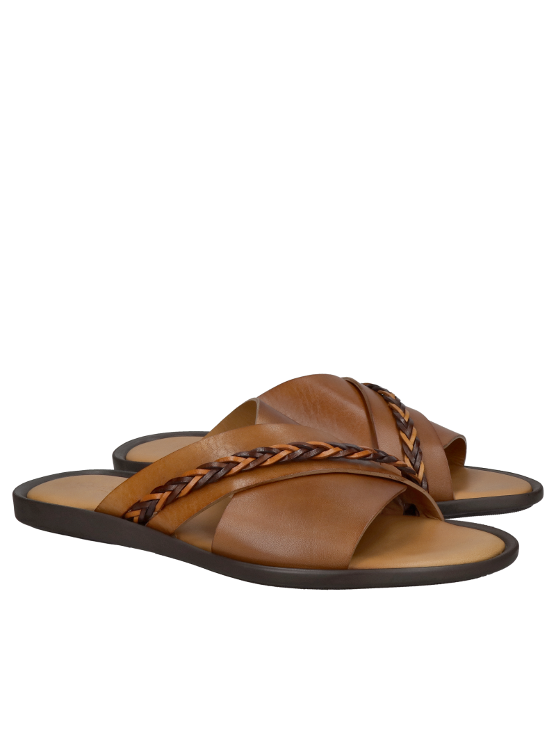 Conhpol men's flip-flops, men's summer shoes, Polish leather footwear, men's leather flip-flops, Konopka Shoes