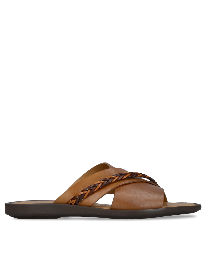 Conhpol men's flip-flops, men's summer shoes, Polish leather footwear, men's leather flip-flops, Konopka Shoes