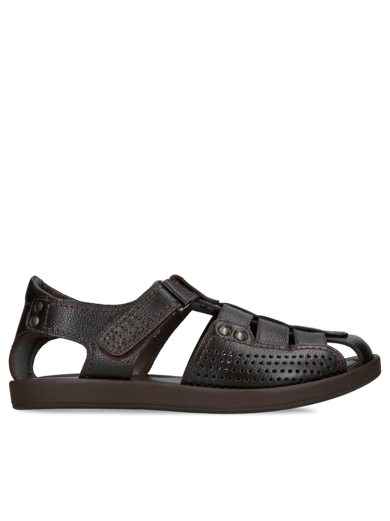 Men's covered toe sandals, lightweight men's sandals, Polish leather shoes Conhpol