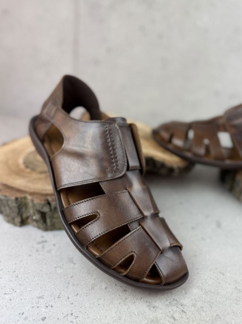 Men's covered toe sandals, lightweight men's sandals, Polish leather shoes, Konopka Shoes