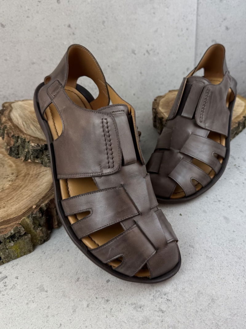 Men's covered toe sandals, comfortable men's sandals, Polish leather shoes