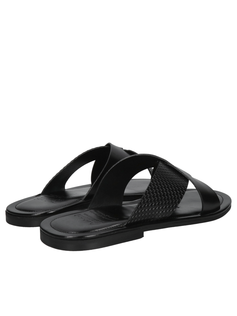Men's flip-flops black, fashionable men's flip-flops, Polish leather footwear Conhpol