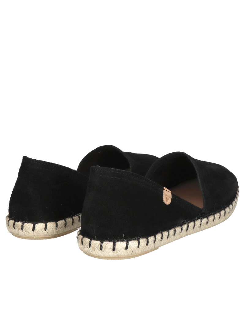 Women's black suede leather espadrilles, soft and comfortable