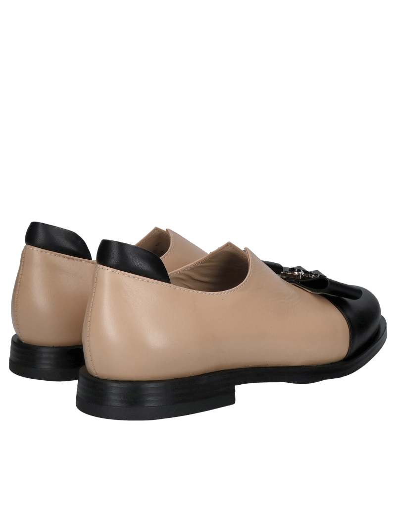 Women's leather half shoes with a beautiful decorative leather bow on the front