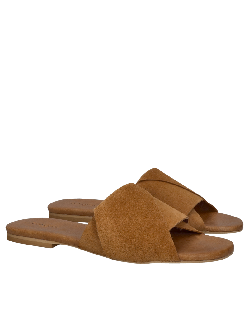 Comfortable women's leather flip-flops, Conhpol Bis brown women's flip-flops, soft and comfortable
