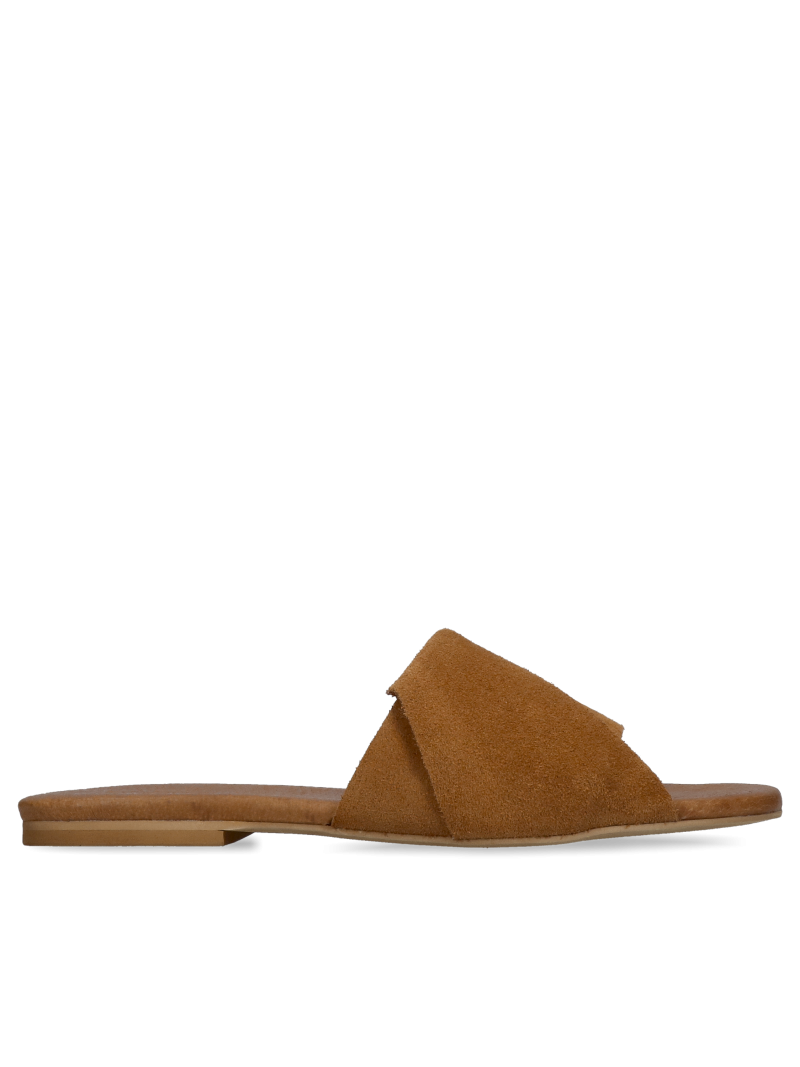 Comfortable women's leather flip-flops, Conhpol Bis brown women's flip-flops, soft and comfortable