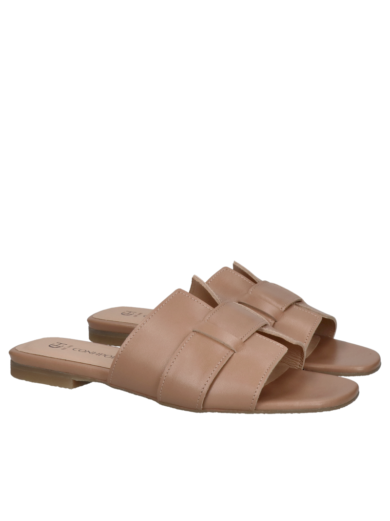 Polish women's leather flip-flops, Conhpol Bis women's flat flip-flops