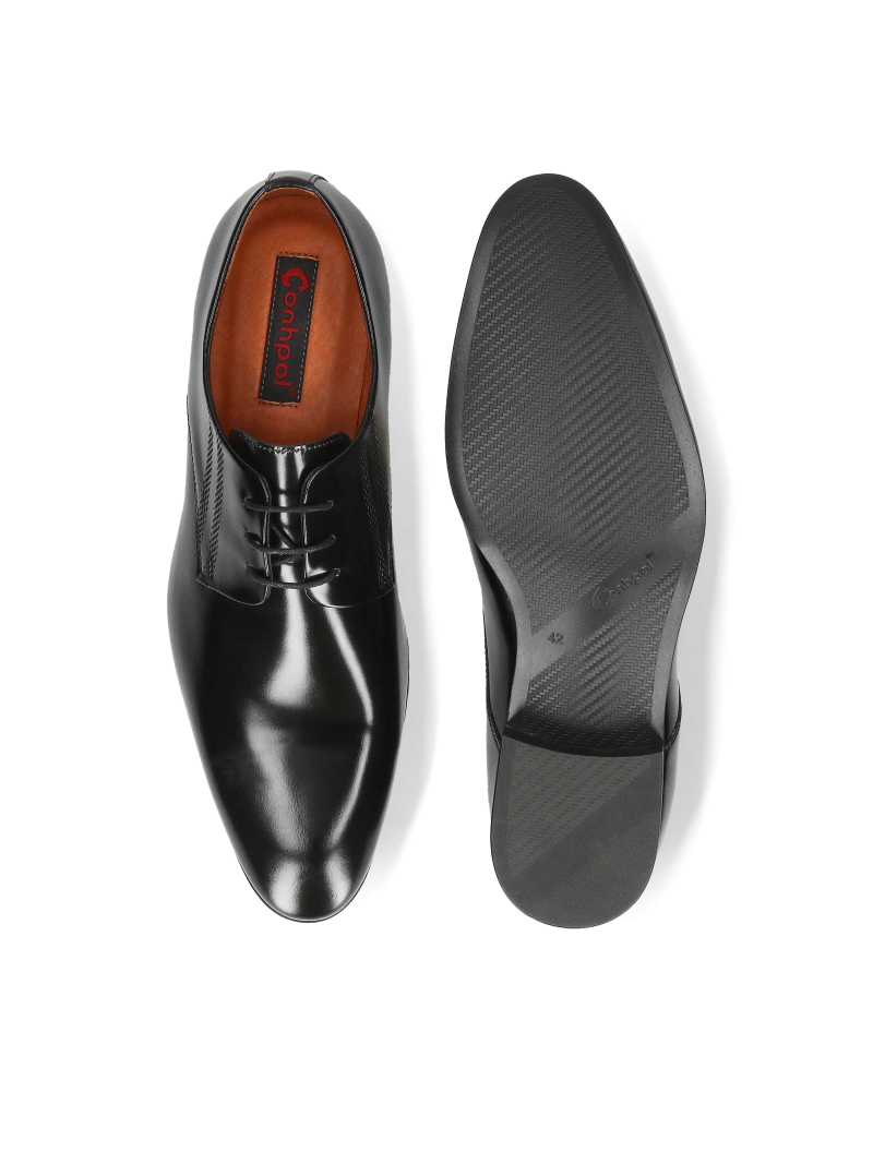 Black Kevin half shoes, Conhpol - Polish production, Derby, Konopka Shoes