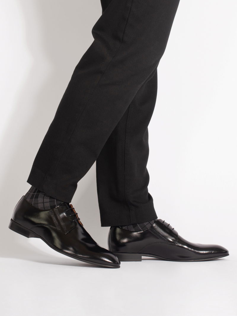 Black Kevin half shoes, Conhpol - Polish production, Derby, Konopka Shoes